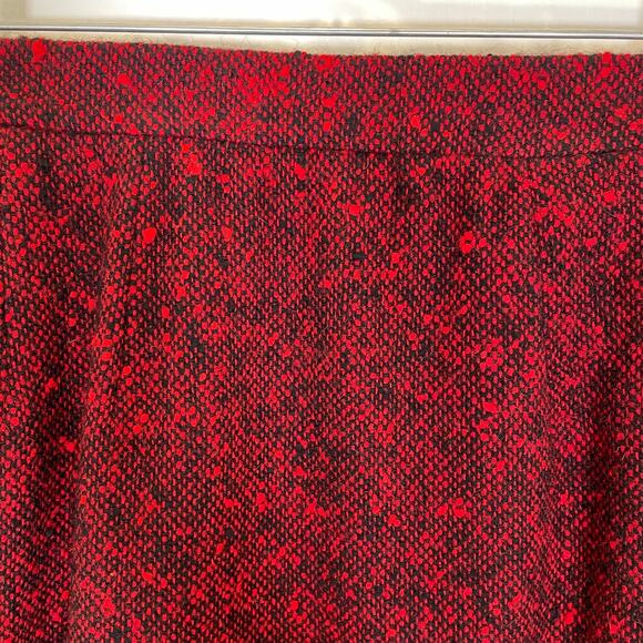 Celine Vintage Tweed Skirt Red Made in France 100% Wool Straight Midi 36 2 / 4 - Picture 2 of 6